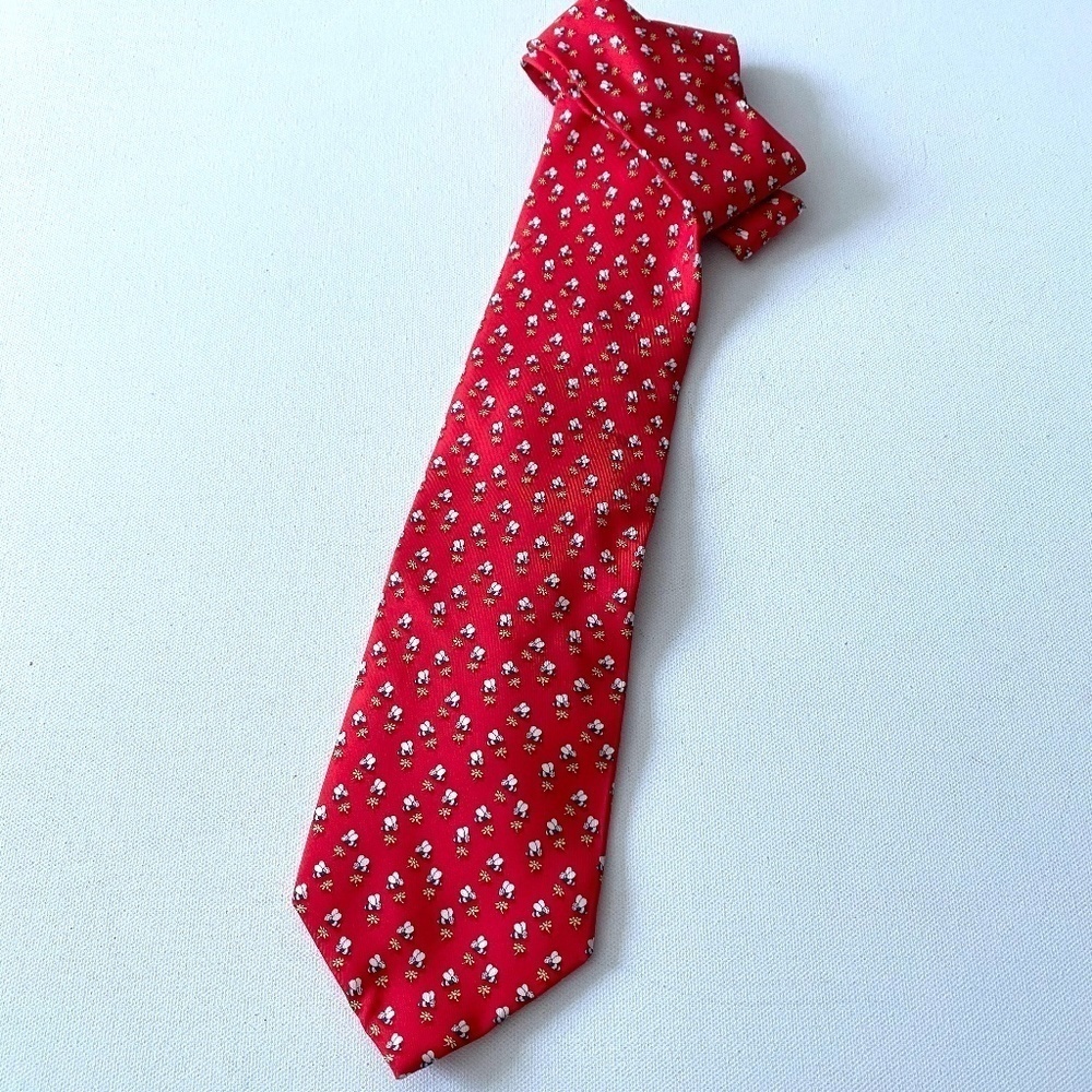 Salvatore Ferragamo Bumble Bee Print Silk Red Tie
